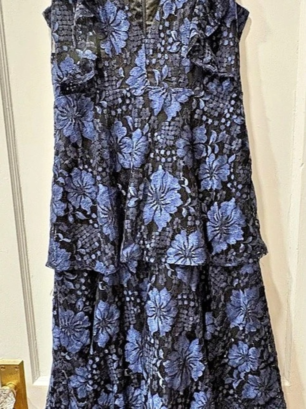 Lulus Molinetto Navy Blue Lace Ruffled Tiered Sleeveless Maxi Dress Tiered Maxi